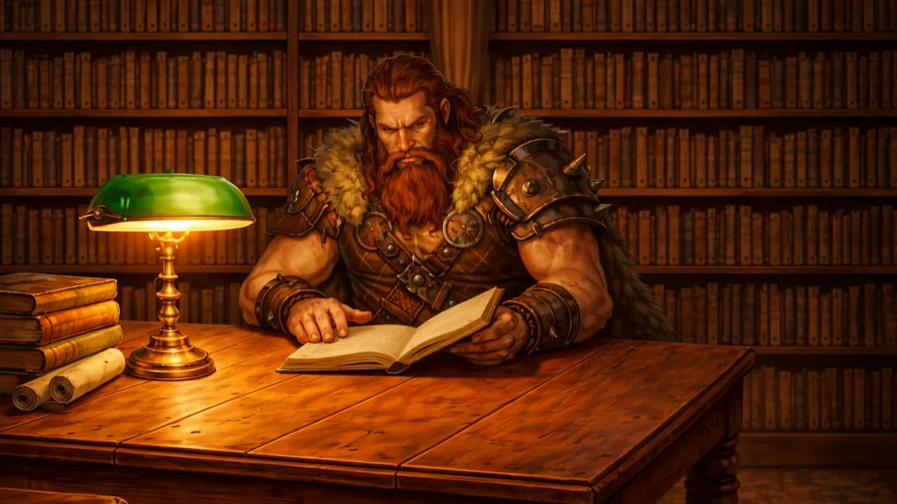 A Barbarian Reading in a Silent Library | Cozy Lo-Fi Loop