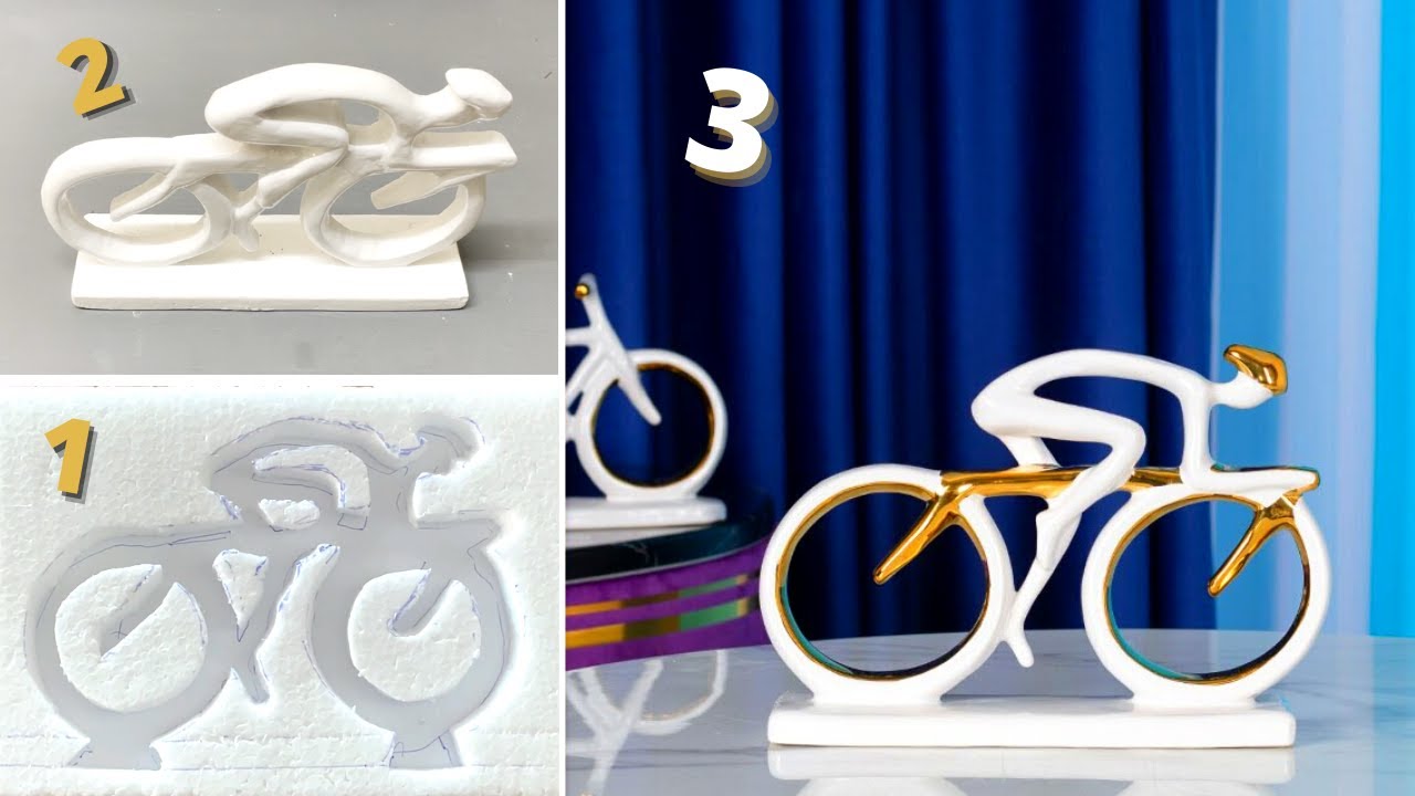How to make Modern cycling Abstract Statue | White cement Crafts