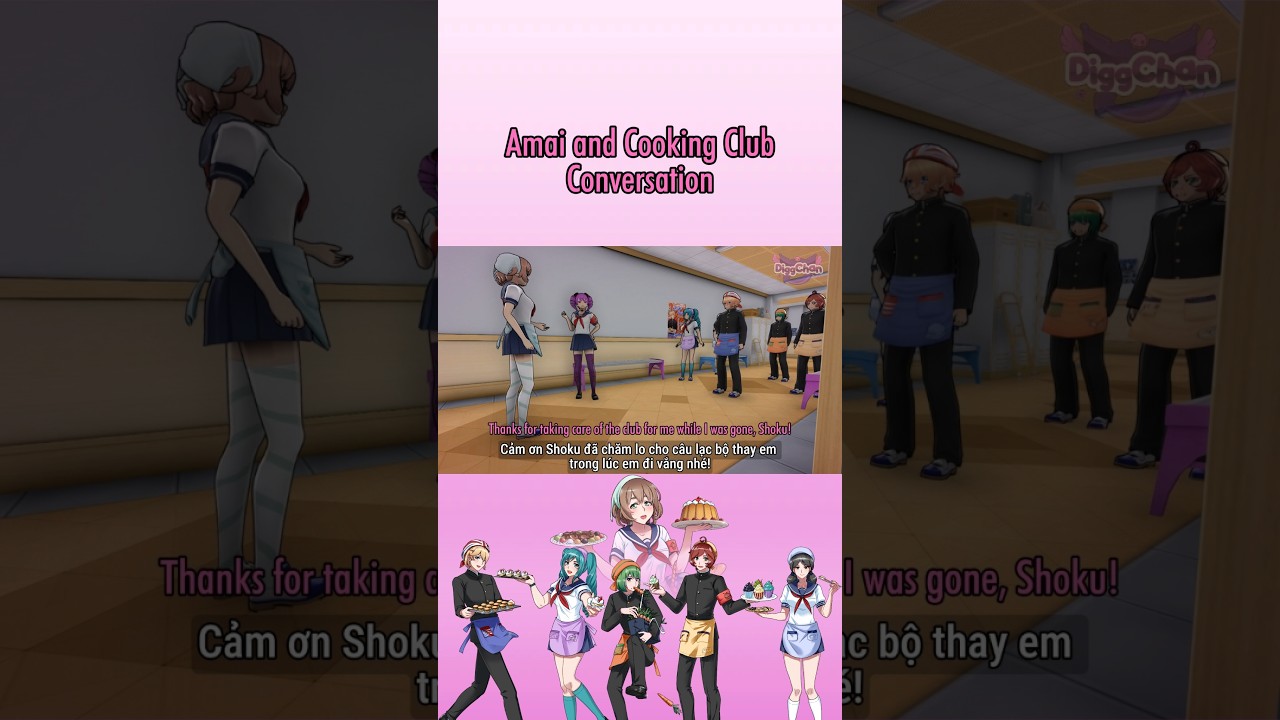 (vietsub) Hội thoại Amai Odayaka và thành viên Cooking Club | Yandere Simulator