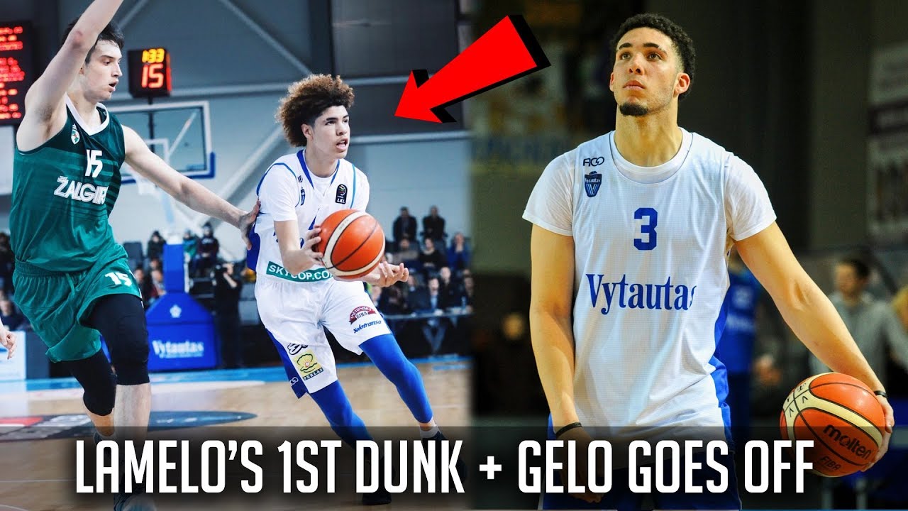 LaMelo and LiAngelo Ball's First Game in Lithuania! LaMelo's FIRST DUNK + Highlights