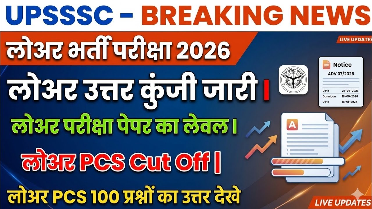 Upsssc Lower Pcs Answer key 2026 | Lower Pcs Answer key | Lower Pcs Cut off | Upsssc 