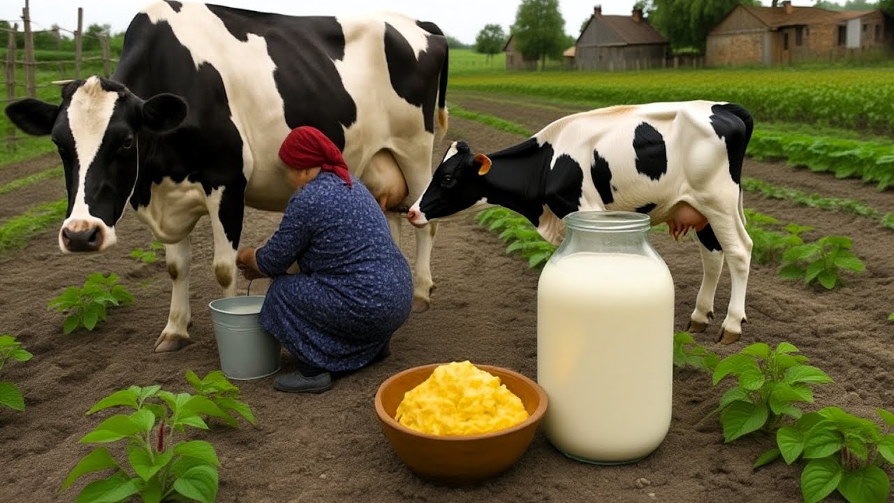 The Old Way of Making Cheese and Butter in a Distant Village
