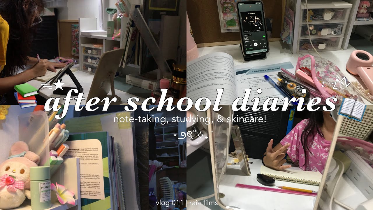 after school diaries 📚: studying, note-taking, skincare ᯓᡣ𐭩  abm student | raia