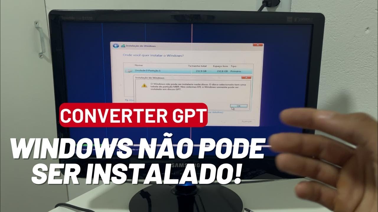 WINDOWS NÃO PODE SER INSTALADO NESTE DISCO - CONVERTA PARA GPT E RESOLVA O PROBLEMA!