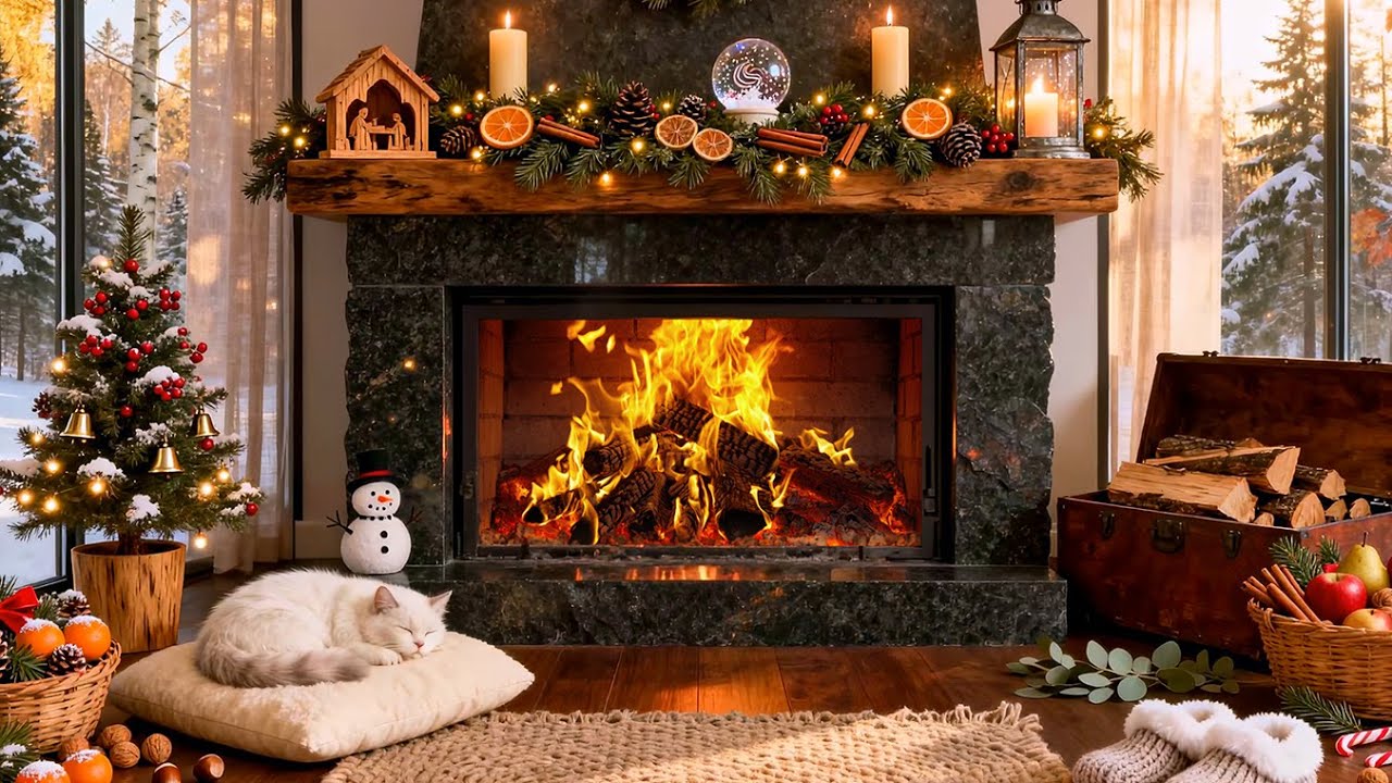 You’re Resting by a Morning Fireplace 🎄🔥 Warm Lights and Holiday Silence Around You