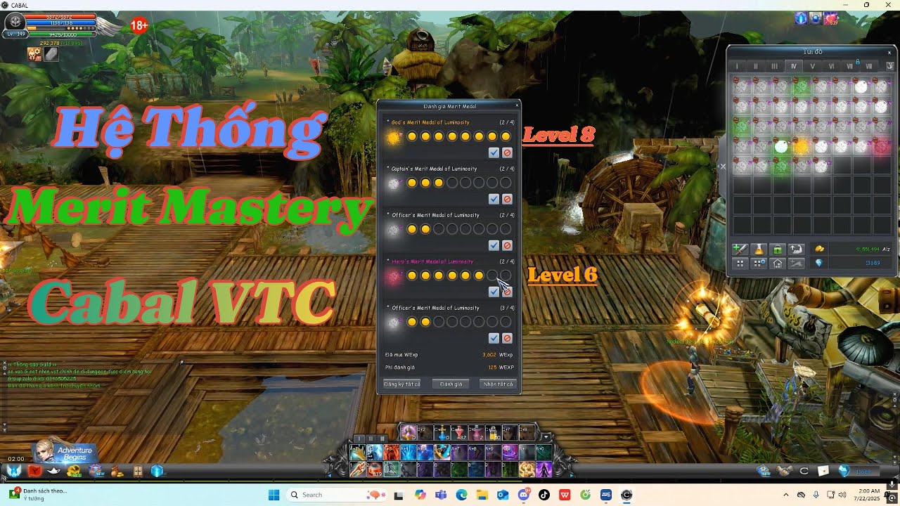 Cabal Origin VTC [ Hệ Thống Merit Mastery ] Hướng sử dụng Merit Medal