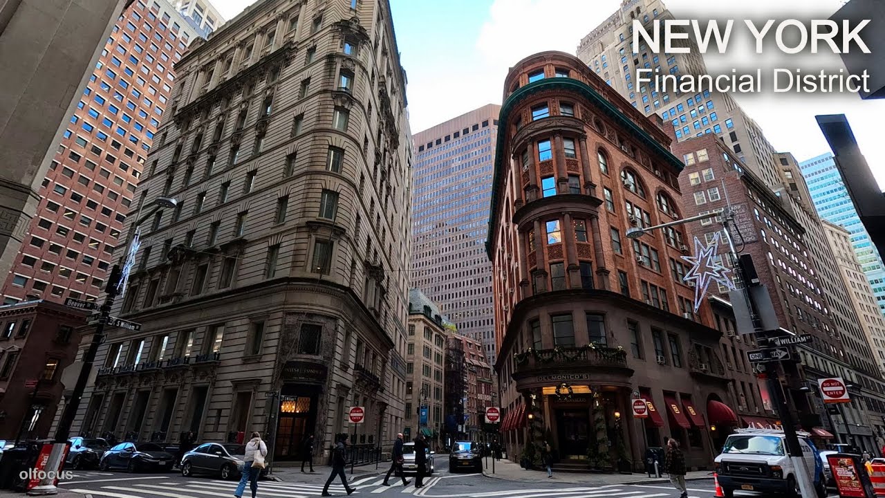 New York - Walking tour Financial District  NYC 4К 60fps