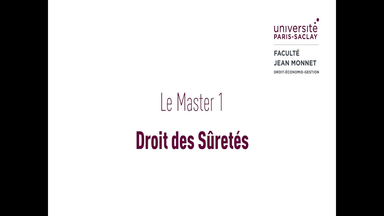 Master 1 - Droit des Sûretés