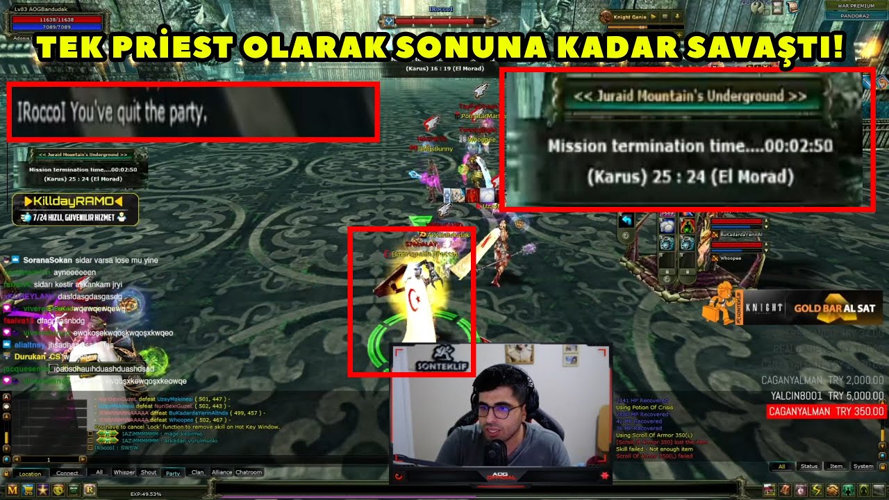 AOGofficial - Son 8 Dakika Kala Tek Priest Kalıyor Yok Böyle Bir JR :D ! Knight Online