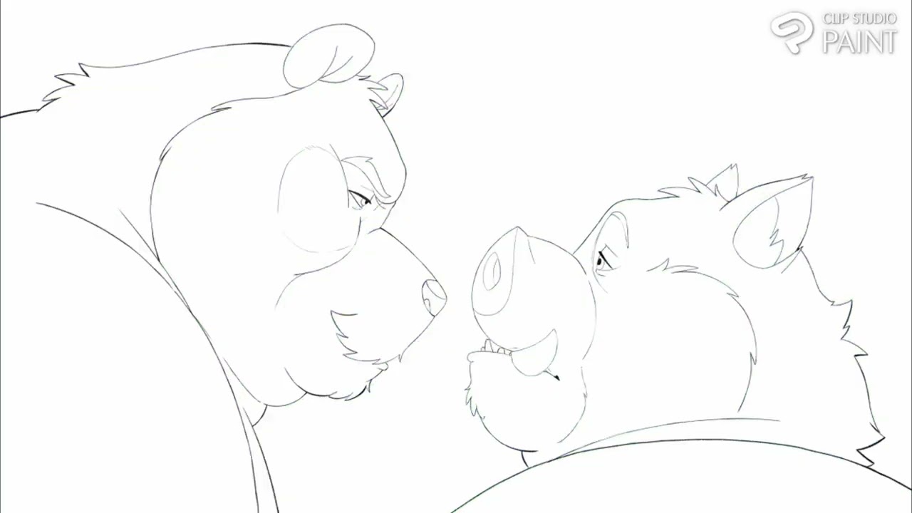panda and boar kiss