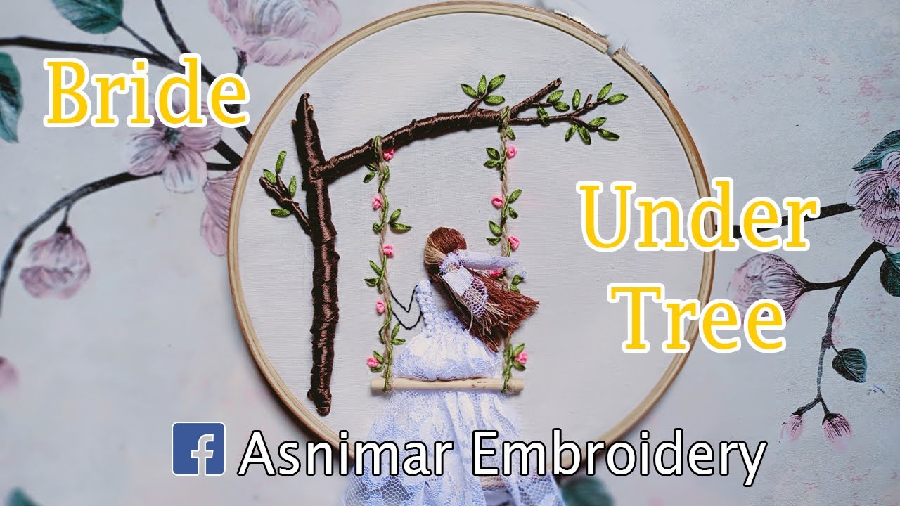 Ribbon Embroidery Design - The Bride Under The Tree