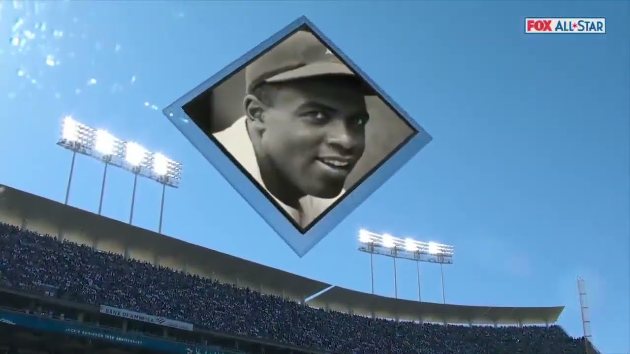 Denzel Washington honors Jackie Robinson prior to the 2022 All-Star Game at Dodger Stadium