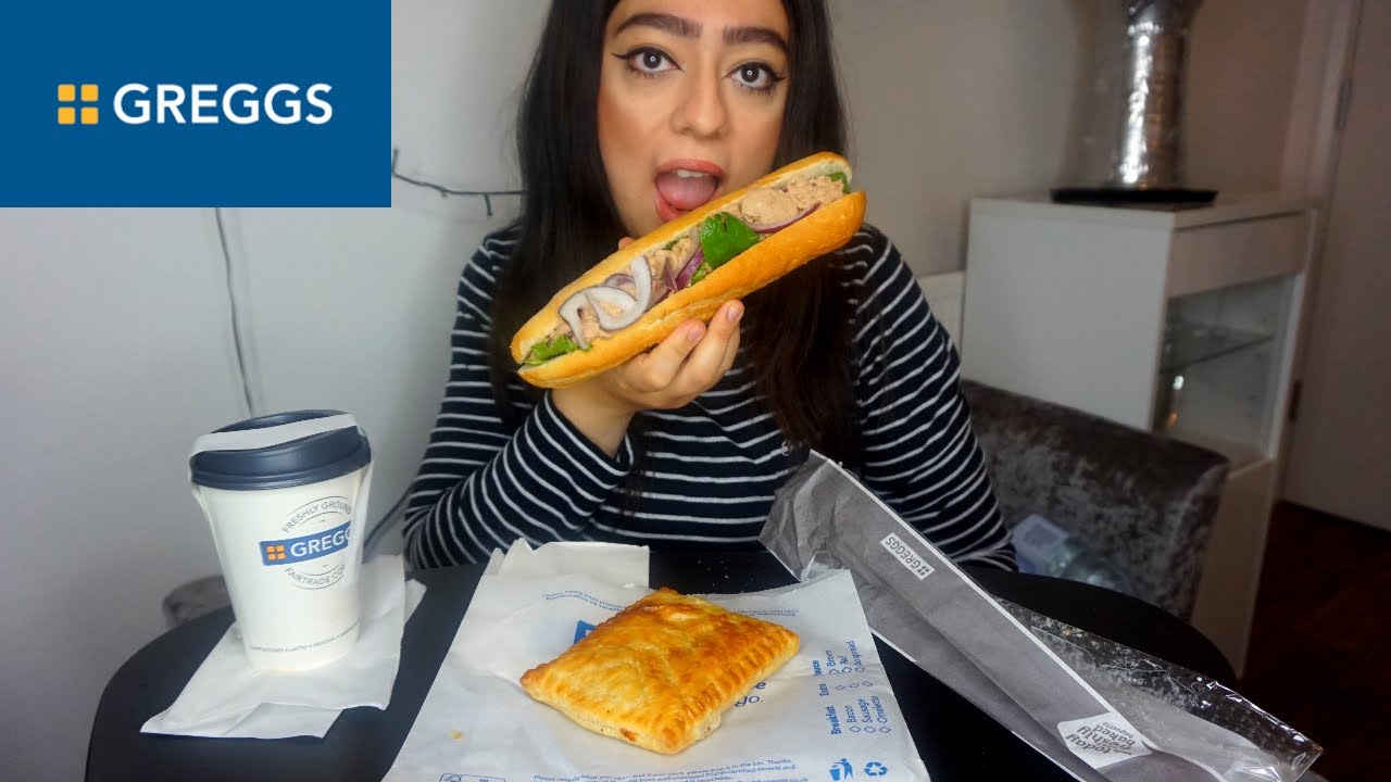 GREGGS MUKBANG | TUNA CRUNCH | CHEESE AND ONION BAKE | HOT CHOCOLATE | UK LOCKDOWN