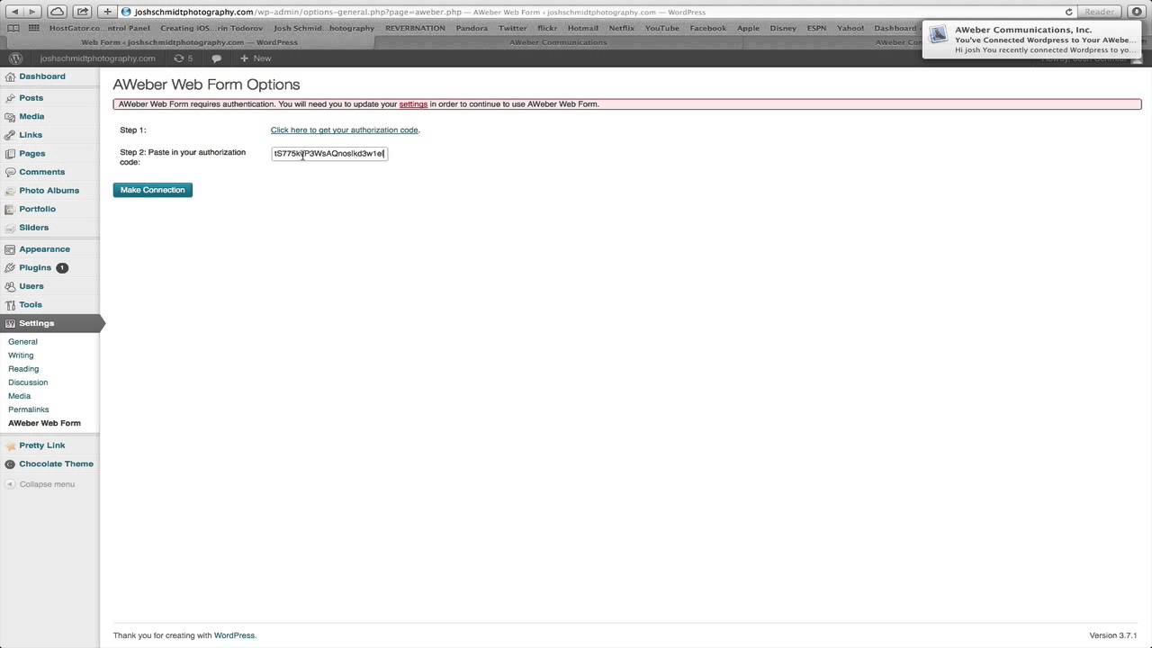 Aweber plugin on Wordpress