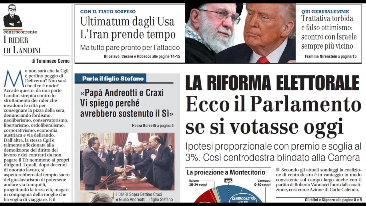 RASSEGNA STAMPA 27 FEBBRAIO 2026. QUOTIDIANI NAZIONALI ITALIANI  PRIME PAGINE DEI GIORNALI DI OGGI