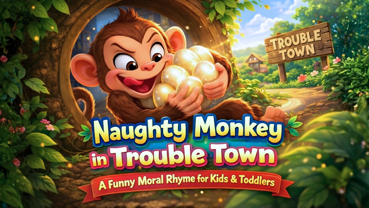 Naughty Monkey in Trouble Town | A Funny Moral Rhyme for Kids & Toddlers