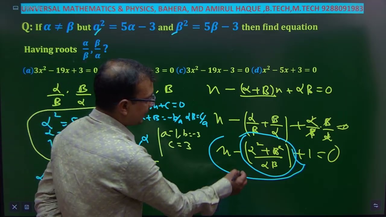 If α#β but α^2=5α -3 and β^2=β-3 then the equation  having  roots. α /β ,β/α 