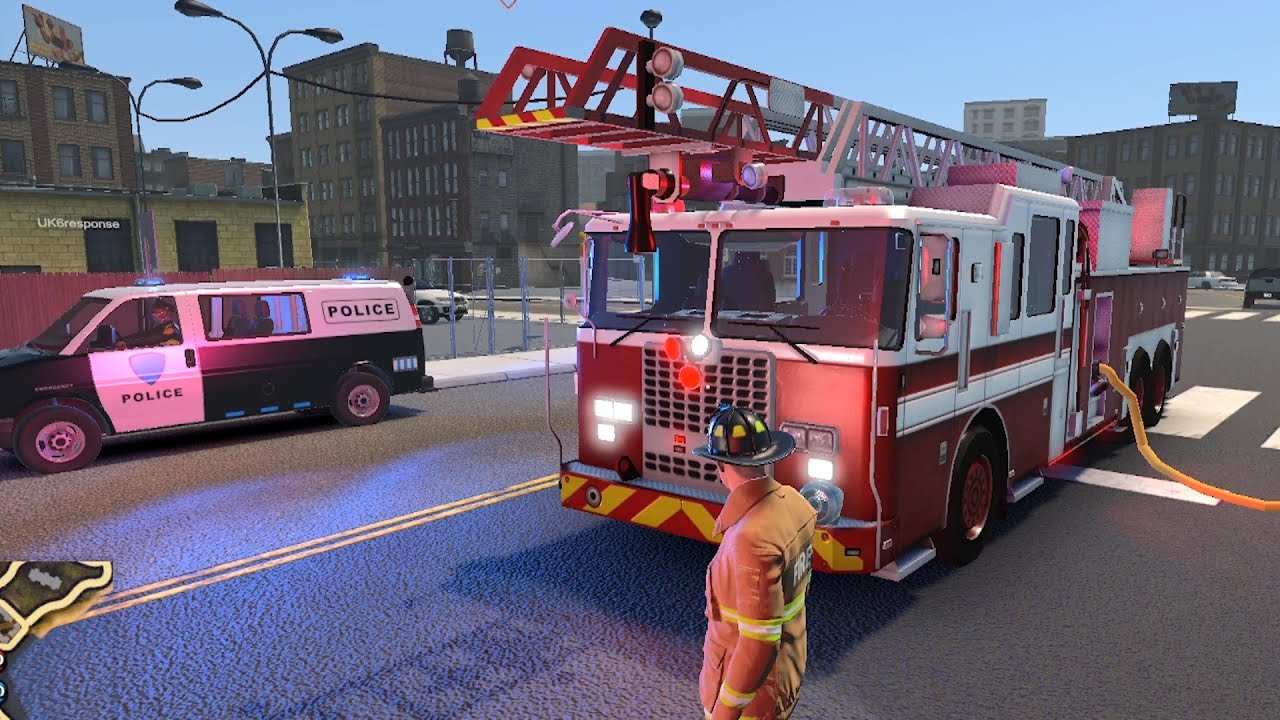 Flashing Lights - FDNY Siren Ladder Truck Responding! 4K
