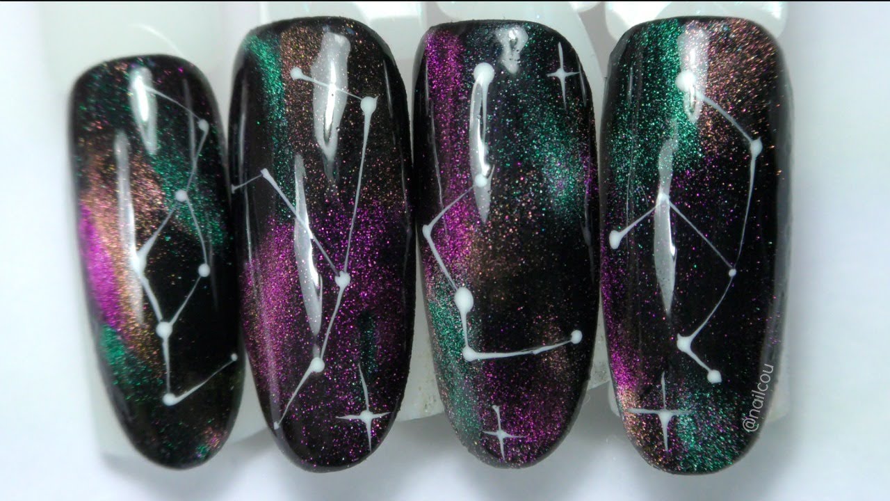 Space nails tutorial 🌌 Easy galaxy nailart with cat eye gel polish