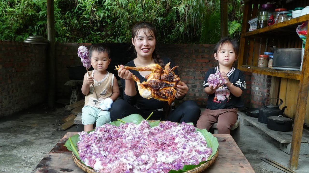 How to make five-color sticky rice to sell at the market - Grilled chicken for my little son to eat
