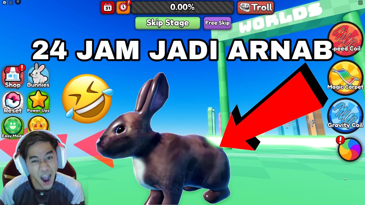 24 JAM JADI ARNAB 😂 LOMPAT MAIN OBBY 🐇
