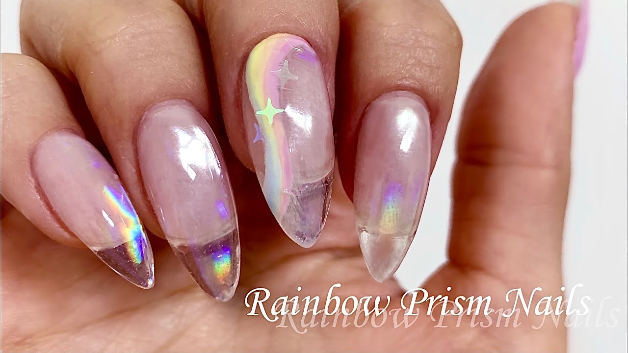 [셀프네일/ENG] 덥다더워~여름네일하자! 무지개 프리즘네일!🌈/Rainbow Prism Nails/투명네일/얼음네일/유리알네일/glass nails/aurora nails