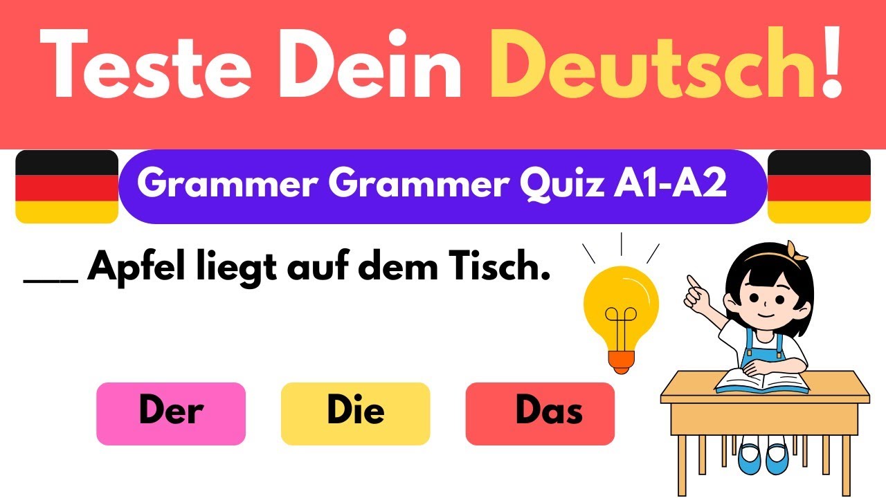 🇩🇪 Der, Die, Das Quiz 🧠 | Teste dein Deutsch! | German Articles Practice A2–B1 Deutschteste
