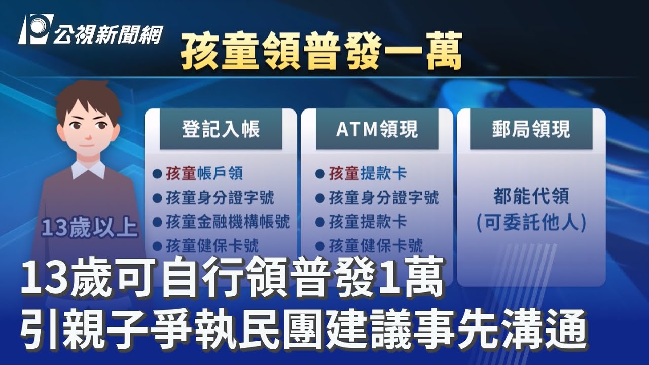 13歲可自行領普發1萬 引親子爭執民團建議事先溝通｜20251110 公視晚間新聞