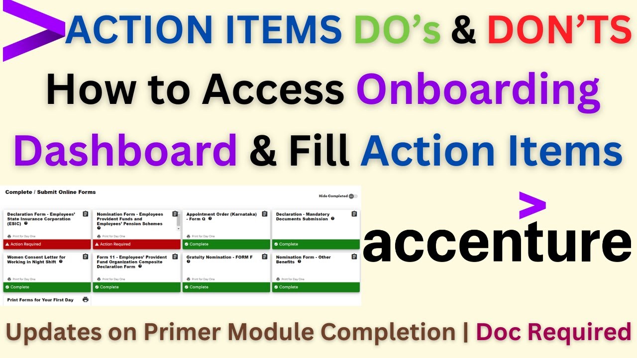 Accenture Action Items Guide | Onboarding Dashboard Tasks Explained | Step-by-Step | Latest Update