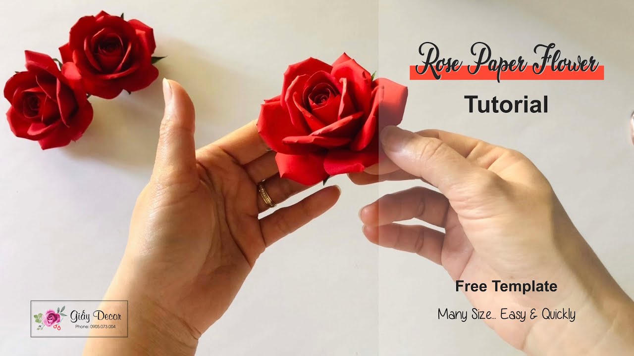 How To Make Rose Paper Flower I Hướng Dẫn Làm Hoa Hồng Giấy I Paper Rose Tutorial I Giấy Decor