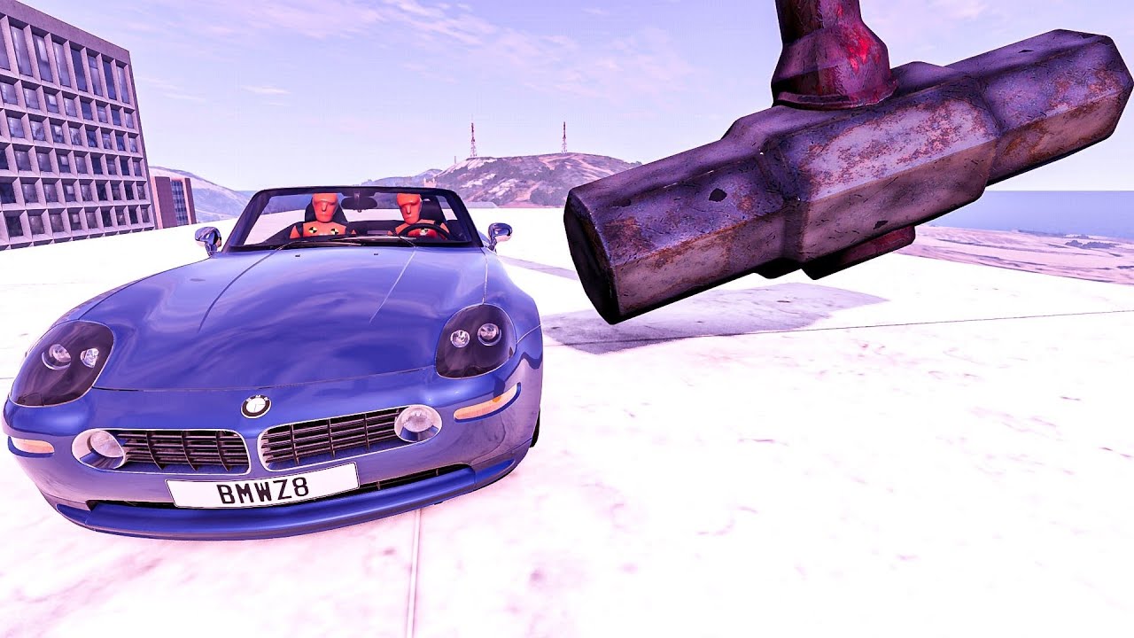 EPIC CRUSH: BMW Cars vs Giant Hammer #2 - BeamNG.drive