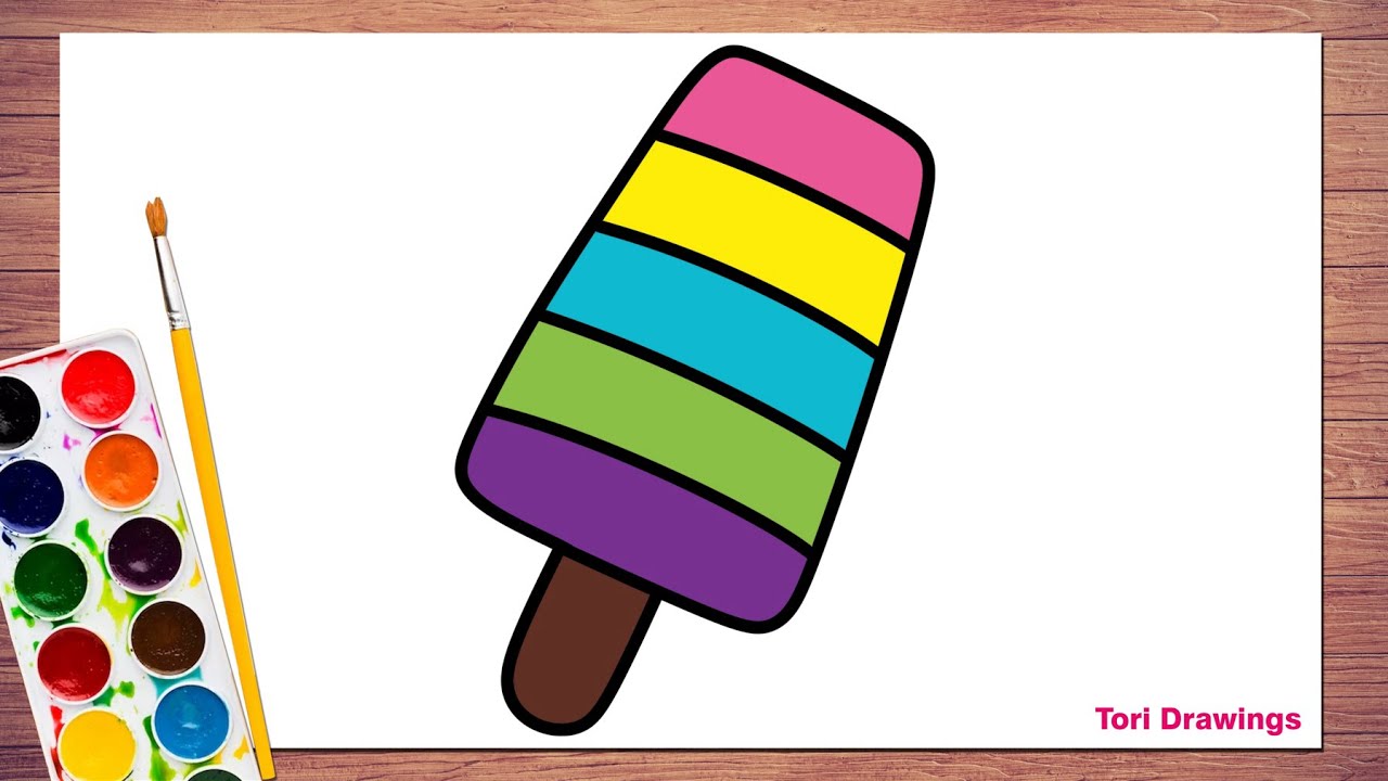 How to Draw a Cute Colourful Ice Cream | Rainbow Ice Cream Drawing Easy Step by Step | Fun Art