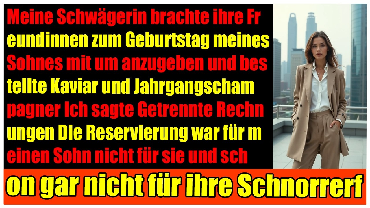 Schwägerin sprengt VIP Dinner meines Sohnes  ich verlange getrennte Rechnung