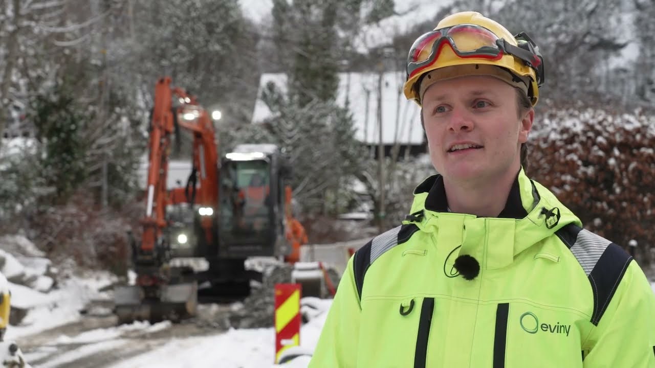 Batteri og ladeløsning fra Eviny til elektrisk gravemaskin i Starefossen i Bergen