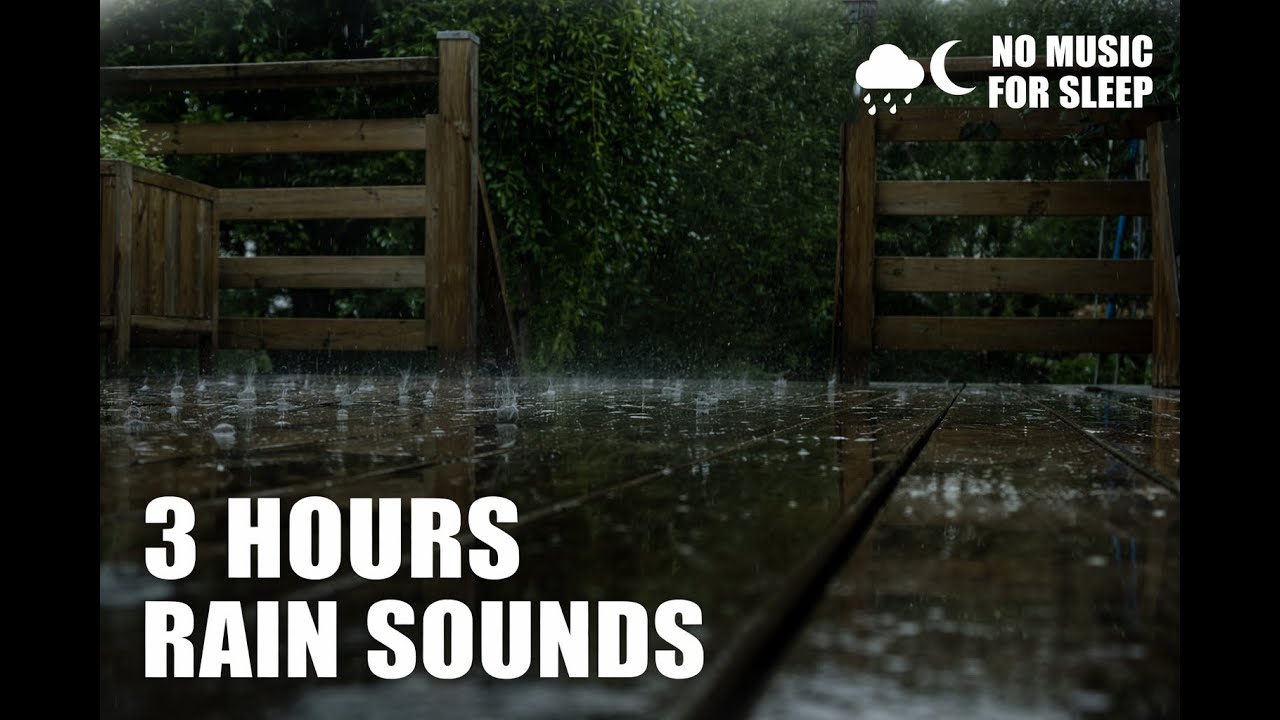 Rain on Wooden Porch 🌧️ 3 Hours Pure Rain Sounds (No Music) - Suara Hujan - Sonido de Lluvia