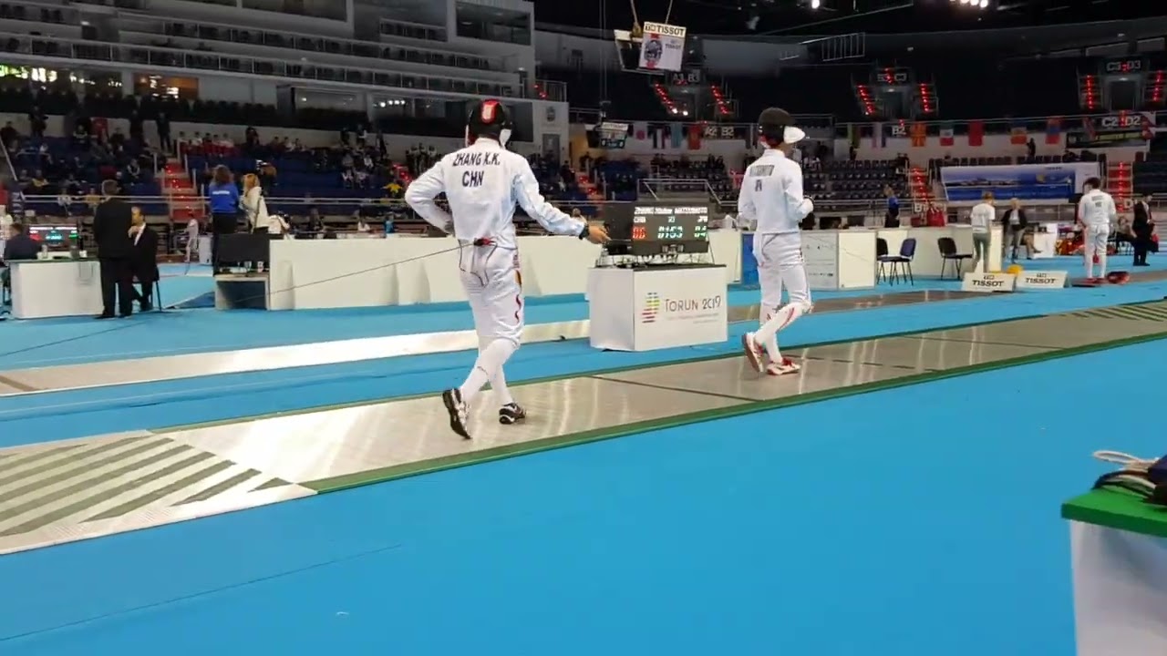 Xinkun Zhang CHN v. Ryu Matsumoto JPN  (Cadet World Fencing Championships, 13th April 2019)
