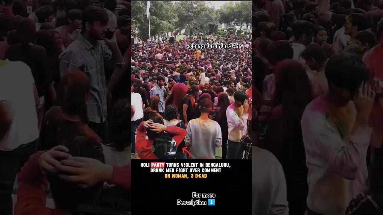 Holi party turns v!olent in bengluru ||| drunk men fight over woman #shortnews #shorts