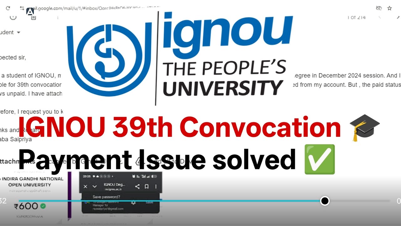 IGNOU 39th Convocation Payment Issue Solved || #ignou #39convocation #ignouuniversity 
