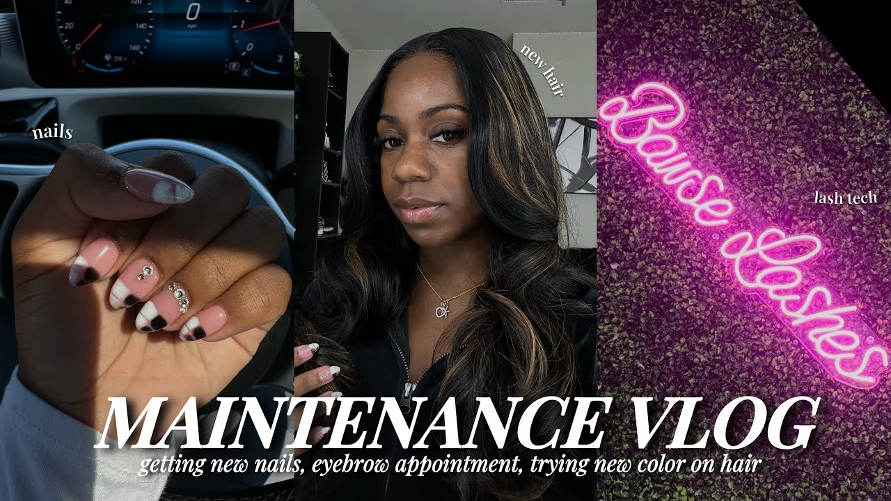 MAINTENANCE VLOG | new nails, getting highlights, hair appointment, lashes and facial care!!
