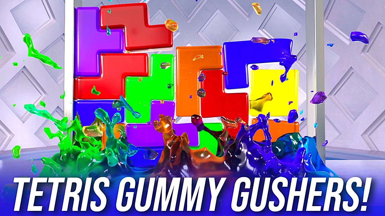 Tetris Gummy Gusher Softbody Simulation ASMR