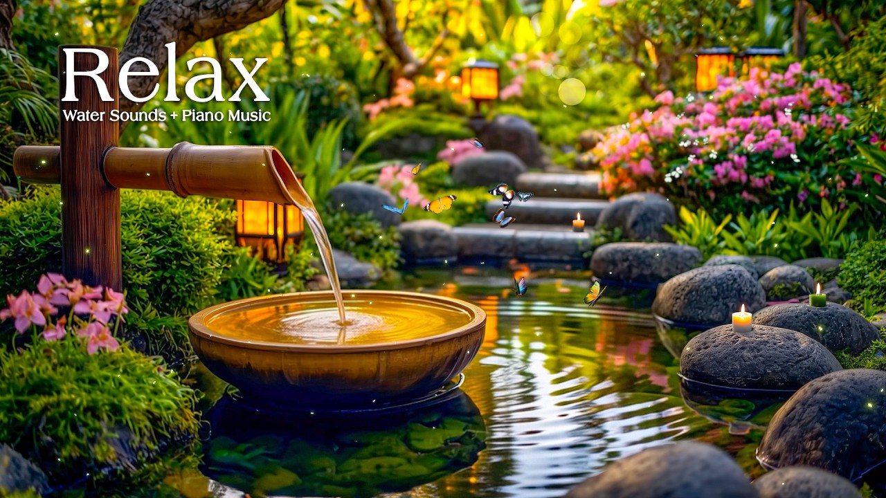 Relaxing Music with Bamboo Water Fountain 🌿 Deep Healing Meditation Music for Spa Relax