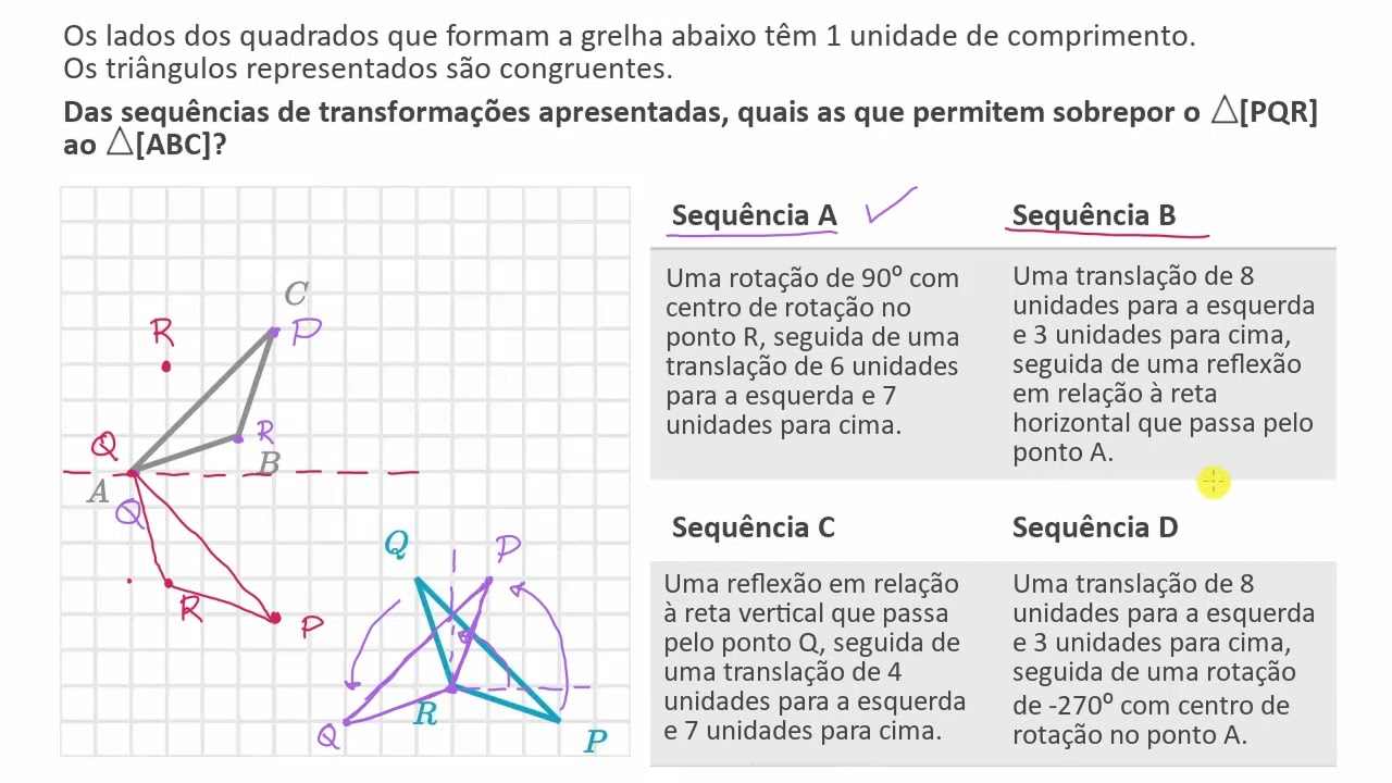 Sequências de isometrias: é possível sobrepor? - Khan Academy em português (6.º ano)