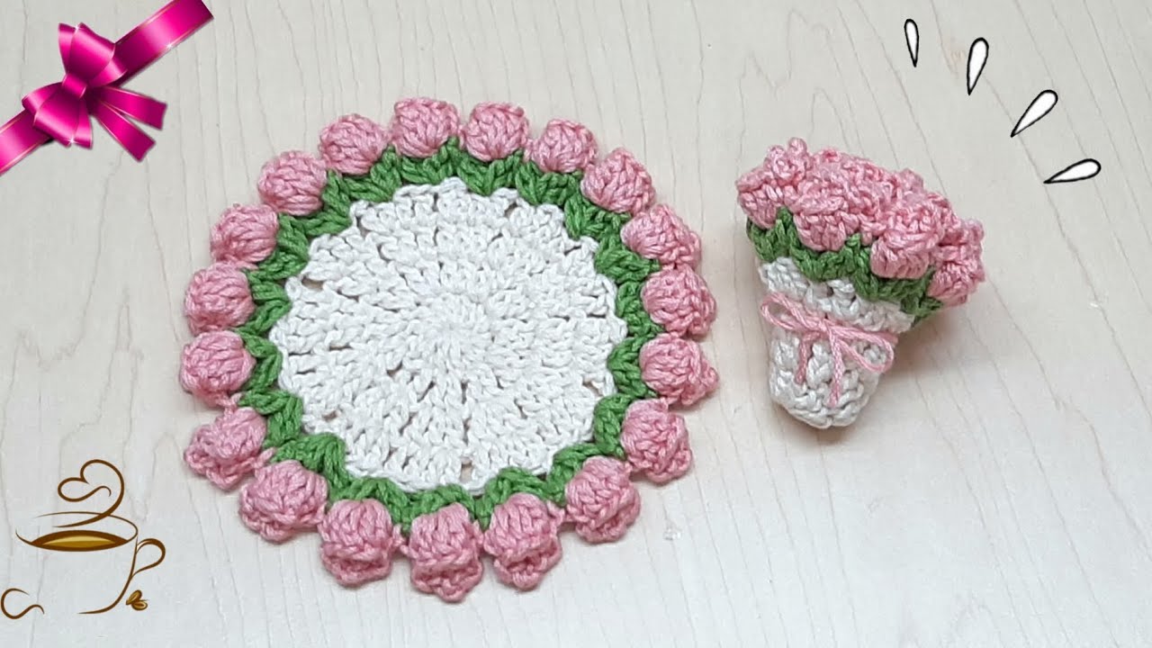 🌸 SORPRESA PARA MAMÁ / POSAVASOS CON FLORES / TEJIDO FACIL  / TUTORIAL PASO A PASO  🌸