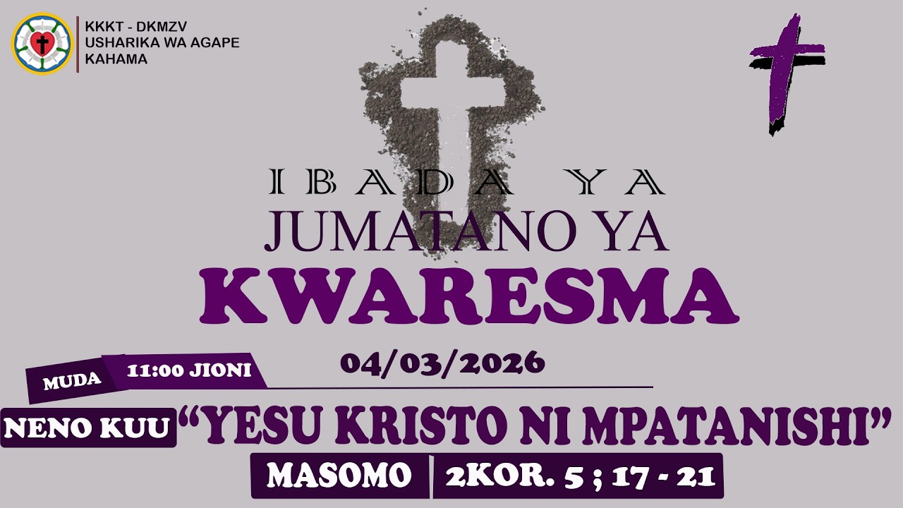 🔴LIVE   IBADA YA TAFAKARI YA KWARESMA JUMATANO 04/03/2026 YESU KRISTO MPATANISHI WETU