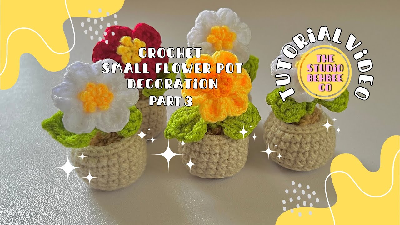 Crochet Small Flower Pot / Complete Tutorial For Small Pot / Step by Step PART3