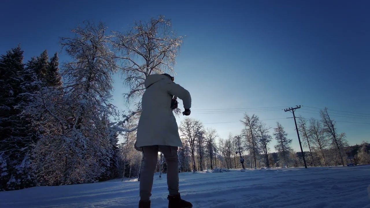 Winter wonderland in Noway. Forest, lake, drone.