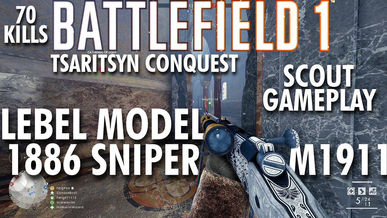 Lebel 1886 Sniper & M1911 Gameplay - Battlefield 1 Conquest No Commentary