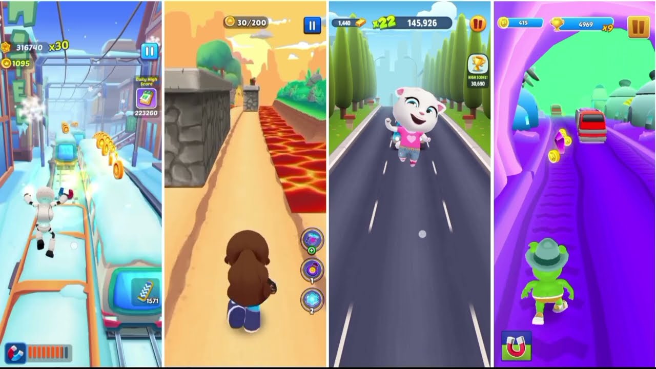 Subway princess runner 🆚 kooplay run 🆚 talking tom gold run 🆚 gummy bear runner gameplay 