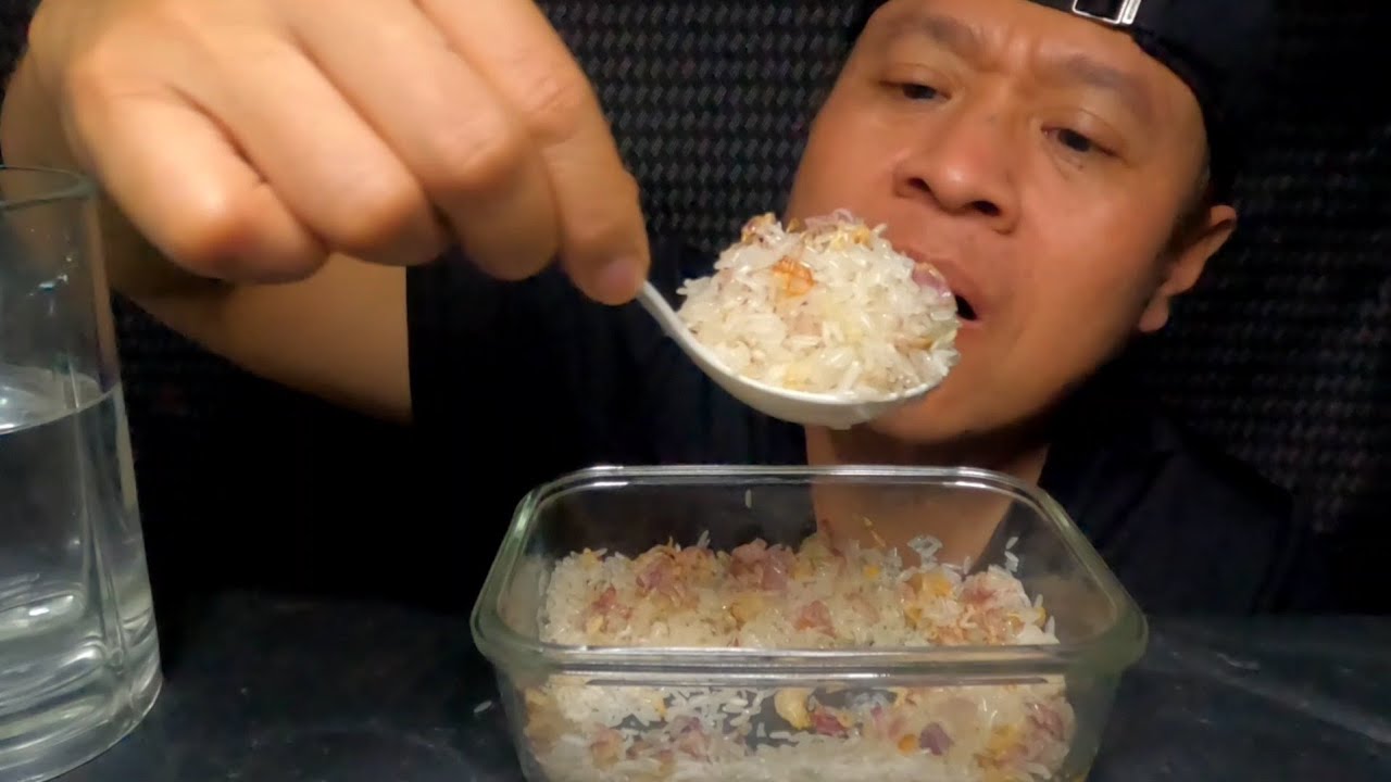 Cuma Dikit Bikin Nagih‼️RawRiceEating🌾Makan Beras Campur Bawang Goreng