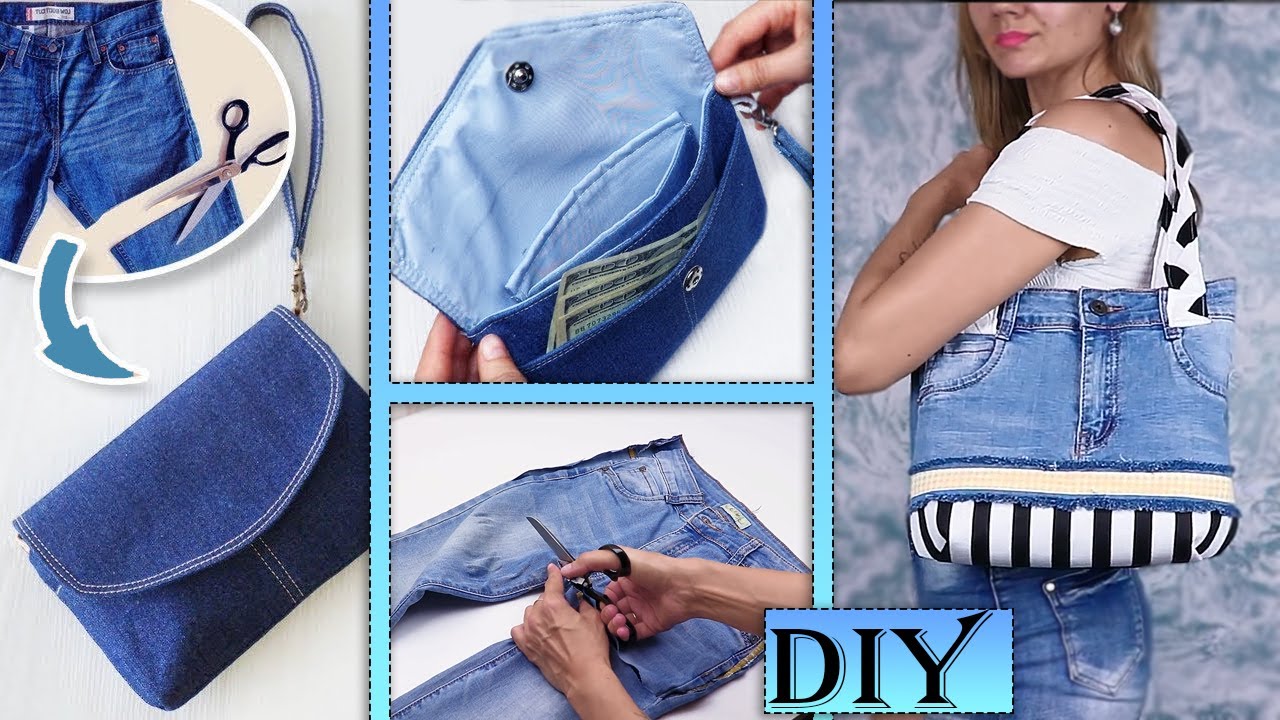 2 DIYs HOW TO REUSE OLD JEANS 😍✂️ Save For Sewing Projects Awesome Bag Tutorial